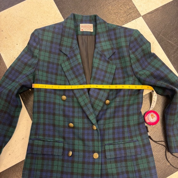 Vintage USA Pendleton Petite Black Watch Tartan Wool Blazer Pants Suit Set 26" - Picture 4 of 16